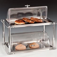 Zicco 2 Katlı Akrilik Teşhir Standı, Çelik Tepsili, Polikarbon Rolltop Kapaklı, 32x52x46 cm