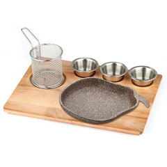 Altınbaşak Doğal Masif Fajita Sunum Seti Granit Döküm Avakado, 35x26 cm