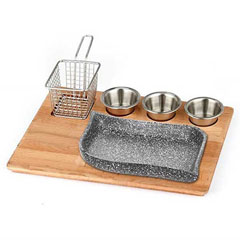 Altınbaşak Doğal Masif Fajita Sunum Seti Granit Döküm Bodrum 35x26 cm