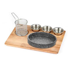 Altınbaşak Doğal Masif Fajita Sunum Seti Granit Döküm Güveç 35x26 cm