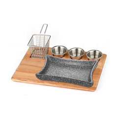 Altınbaşak Doğal Masif Fajita Sunum Seti Granit Döküm Marmaris 35x26 cm