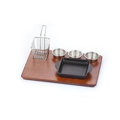 Altınbaşak MDF Fajita Sunum Seti Teflon Döküm Kare Kulplu, 35x26 cm