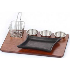 Altınbaşak MDF Fajita Sunum Seti Teflon Döküm Marmaris 35x26 cm