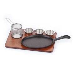Altınbaşak MDF Fajita Sunum Seti Teflon Döküm Saplı 35x26 cm