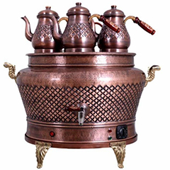 Anka Otantik Ovak Semaver, 3 Demlikli, 34 Litre, Bakır