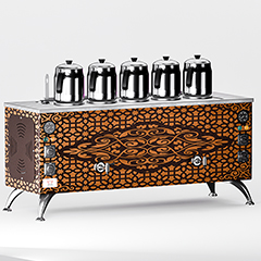 Anka Pro Compact Çay Kazanı, Elektrikli 5 Demlikli, 50 Litre, Bakır