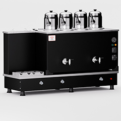 Anka Turbo Çay Kazanı, Hibrit, 4 Demlikli, 40 Litre, Siyah