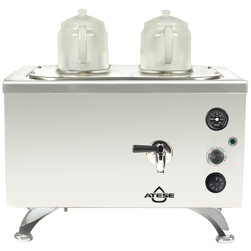 Ateşe Efes Analog Çay Kazanı, Elektrikli, Inox, 2 Demlikli