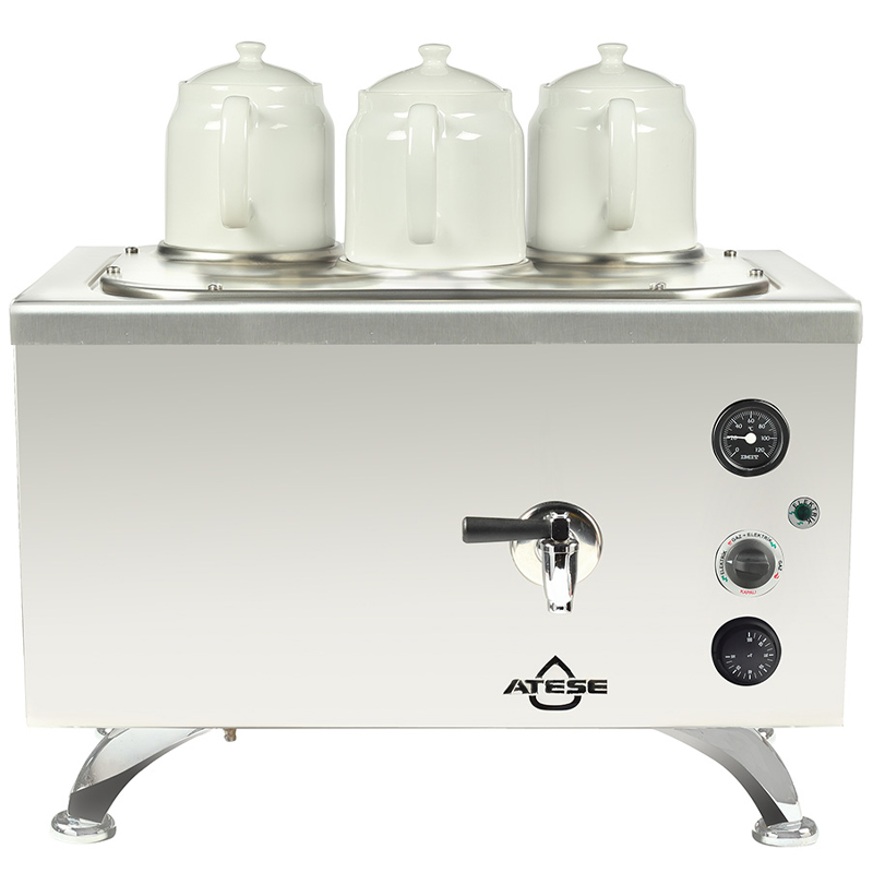 Ateşe Efes Analog Çay Kazanı, Elektrikli, Inox, 3 Demlikli