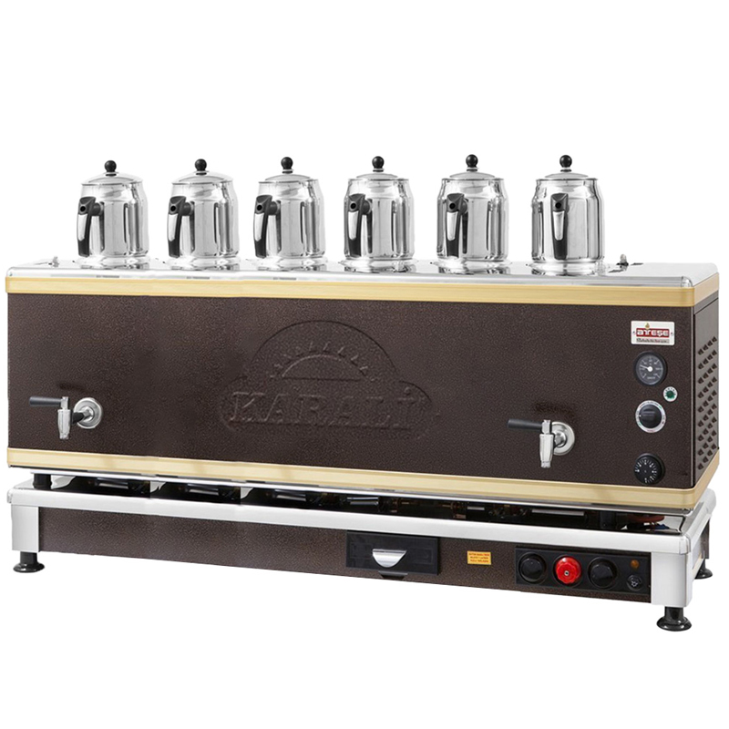 Ateşe Gold Analog Çay Kazanı, Statik Boyalı, Gazlı Elektrikli, 6 Demlikli