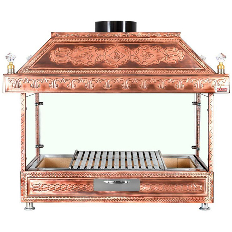 Ateşe Ocakbaşı Davlumbazlı Açık Izgara, Retro, 120x55x125 cm