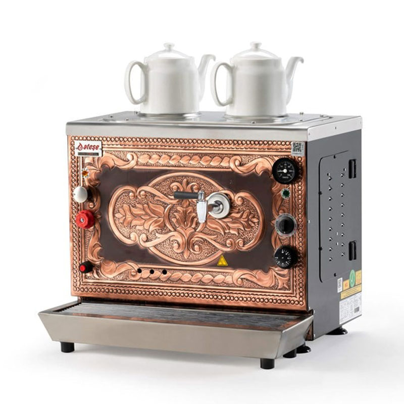 Ateşe Sümela Analog Çay Kazanı, Elektrikli Gazlı, Inox, 2 Demlikli