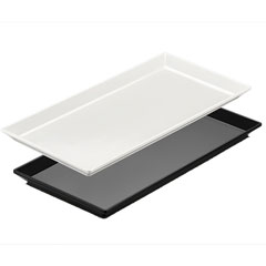 Biradlı Açık Büfe Pastahane Sunum Tepsisi, 35x17x2 cm Siyah-Beyaz