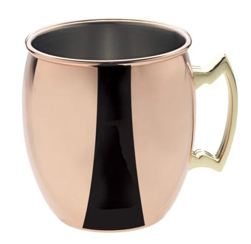 Biradlı Çelik Moscow Mule Bardak, 500 cc, Bakır