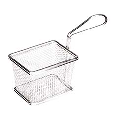 Biradlı Patates Sunum Sepeti, Kare, Tek Kulplu, 10x7,5x7,5 cm