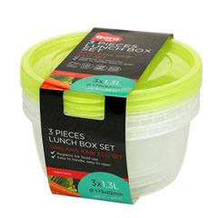 Bora Plastik Saklama Kabı, Yuvarlak, 3'lü Set, 1,3 Lt, BO552