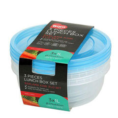 Bora Plastik Saklama Kabı, Yuvarlak, 3'lü Set, 1 Lt, BO551