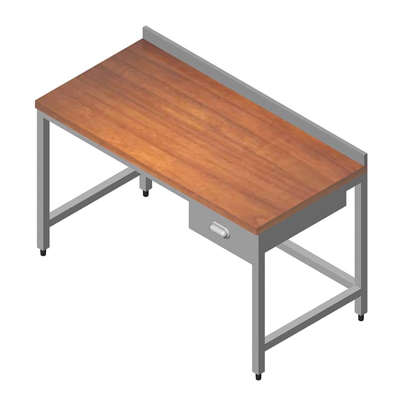 Çalışma Tezgahı Ahşap Tablalı Taban Rafsız Tek Çekmeceli 140x60 cm