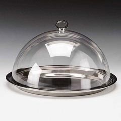 Zicco Çelik Altlı Fanus, Polikarbon Kapaklı, 35 cm (ZCP.405+ZCP.659)