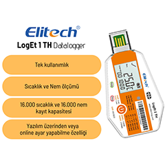 Elitech LogEt 1 TH Tek Kullanımlık Sıcaklık Nem Kayıt Cihazı, Datalogger