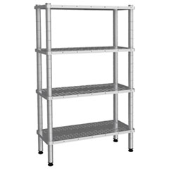 Empero 4 Katlı Delikli Raf Tablalı İstif Rafı, 201 Kalite, 76x36x180 cm, Inox
