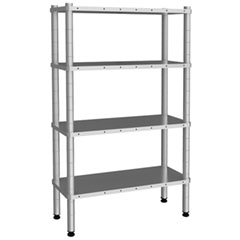 Empero 4 Katlı Düz Raf Tablalı İstif Rafı, 304 Kalite, 107x46x180 cm, Inox