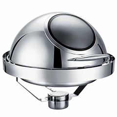 Epinox CDG-6C Chafing Dish, Roll Top Yuvarlak Kapak, Gömme Camlı, 6 lt