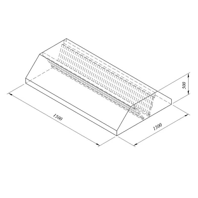 Filtreli Orta Tip Davlumbaz, 150x150 cm
