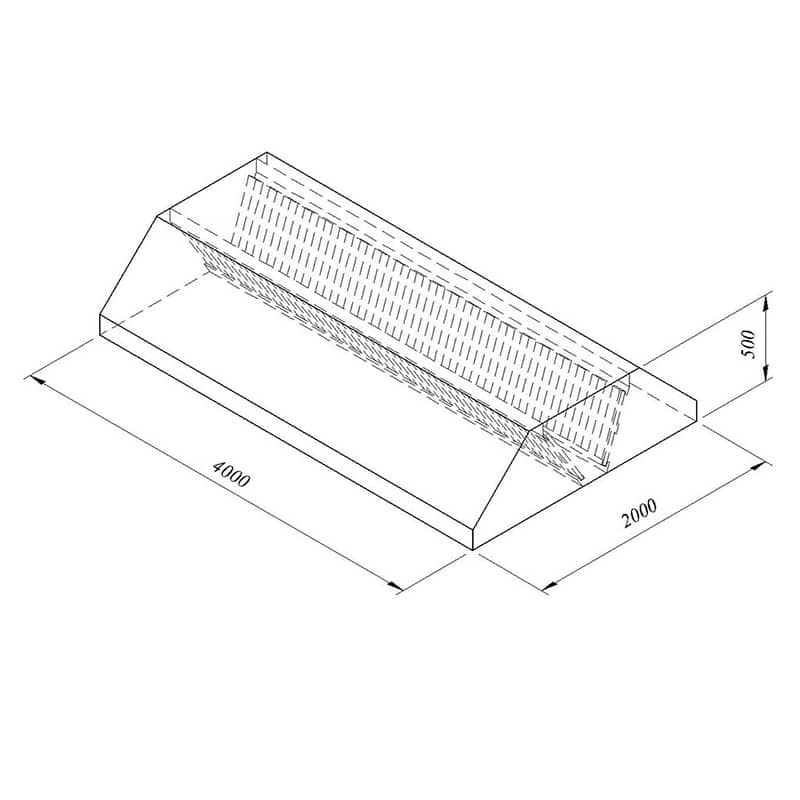 Filtreli Orta Tip Davlumbaz, 400x200 cm