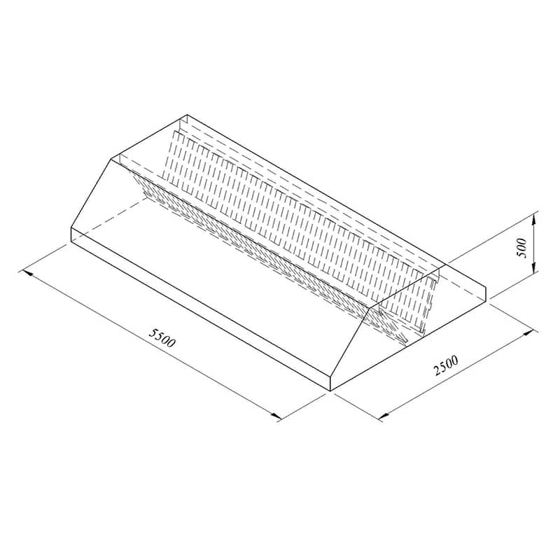 Filtreli Orta Tip Davlumbaz, 550x250 cm