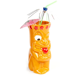 Groovy Ceramic Tiki Mug, 7,5x18 cm, 460 cc, Turuncu