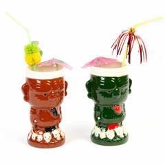 Groovy Ceramic Tiki Mug, 8,5x16,5 cm, 410 cc, Kahverengi