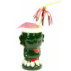 Groovy Ceramic Tiki Mug, 8,5x16,5 cm, 410 cc, Yeşil