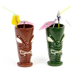 Groovy Ceramic Tiki Mug, 8x17 cm, 350 cc, Kahverengi