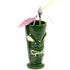 Groovy Ceramic Tiki Mug, 8x17 cm, 350 cc, Yeşil