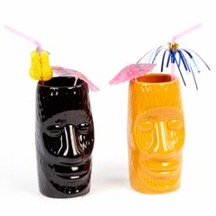 Groovy Ceramic Tiki Mug, 8x17 cm, 600 cc, Siyah
