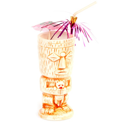 Groovy Ceramic Tiki Mug, 8x18,5 cm, 310 cc, Turuncu