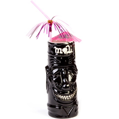 Groovy Ceramic Tiki Mug, 8x18,5 cm, 430 cc, Siyah