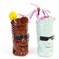 Groovy Ceramic Tiki Mug, 9x20 cm, 440 cc, Kahverengi