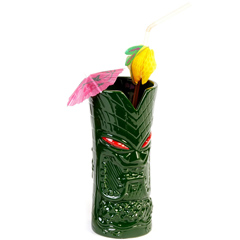 Groovy GRV-20221 Ceramic Tiki Mug, 8x17,5 cm, 350 cc, Yeşil