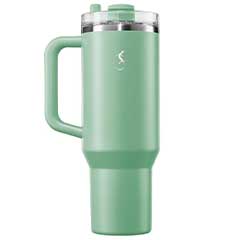 Lurch 240877 Big Cup Paslanmaz Çelik Termos, Çift Cidarlı, Sızdırmaz, Uzatılabilir Piteli, 1,2 Litre, Adaçayı Yeşili