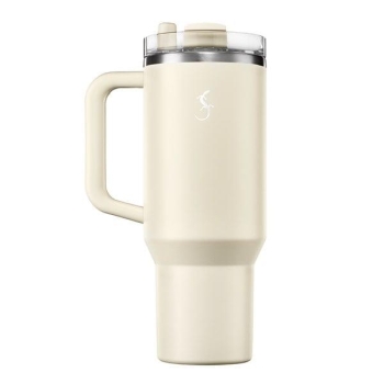 Lurch 270974 Big Cup, Paslanmaz Çelik Termos, Uzatılabilir Pipetli, Çift Cidarlı, Sızdırmaz, 1,2 L, Fildişi