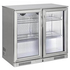 NDustrıo GDC-250-SS Bar Arkası 2 Kapılı Şişe Soğutucu, Inox, 90x52x90 cm