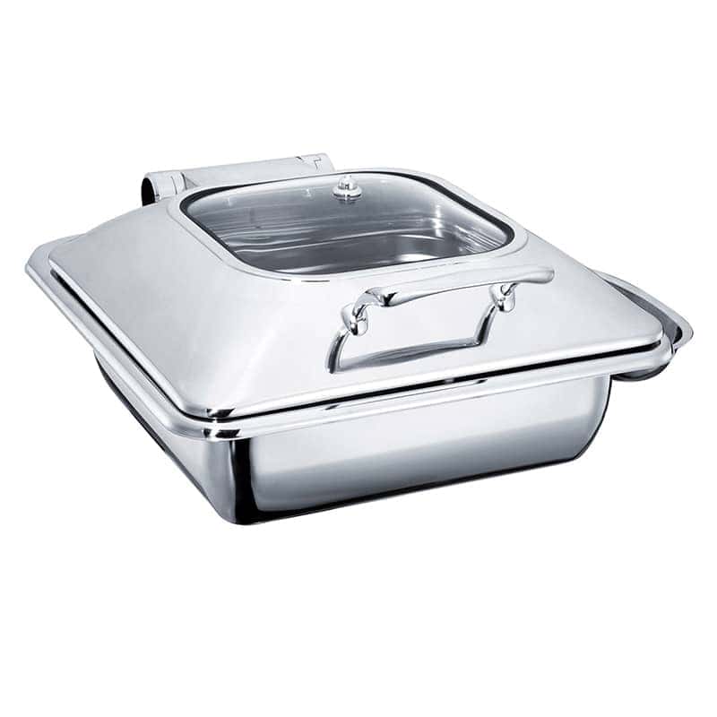 Öztiryakiler Chafing Dish, Dikdörtgen Cam Kapaklı, Standsız, 6 lt, 2/3 Gn