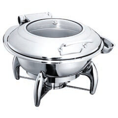 Öztiryakiler Chafing Dish, Yuvarlak, Cam Kapaklı, Ayaklı, 6 L, Gn 2/3