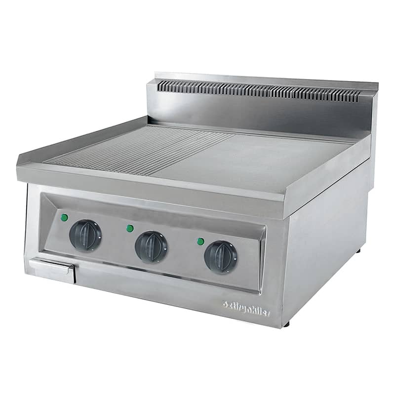 Öztiryakiler Elektrikli Grill Plate, Yarı Oluklu, 70x65 cm, Krom Kaplı, 	OGP 7065 1/2N C
