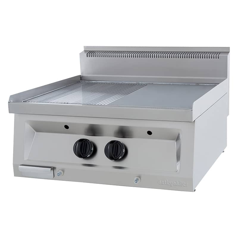 Öztiryakiler Gazlı Grill Plate, Yarı Oluklu, Sert Krom Kaplı, 70x65x30 cm, OGPG 7065 1/2N PS