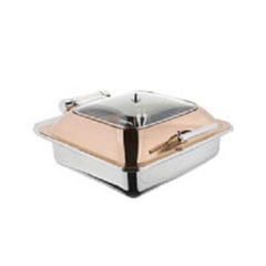 Öztiryakiler Kare Cam Kapaklı Bakır Chafing Dish, Ayaksız, Gn 2/3, 6 lt