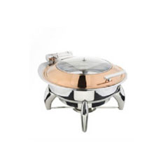 Öztiryakiler Yuvarlak Cam Kapaklı Bakır Chafing Dish, Ayaklı, 2/3 Gn