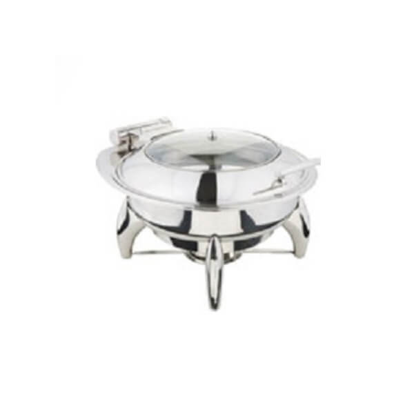 Öztiryakiler Yuvarlak Cam Kapaklı Chafing Dish, Ayaklı, 2/3 Gn